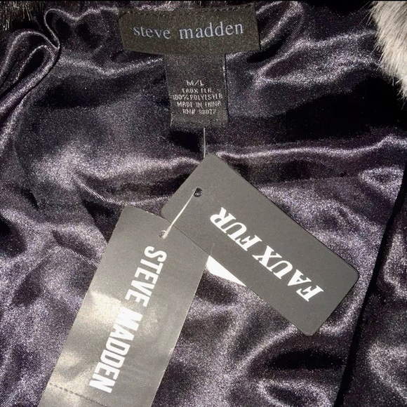 Steve Madden Chevron Faux Fur Hood Vest - Picture 6 of 6